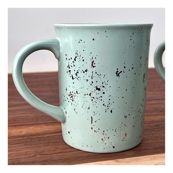 Hearth & Hand by Magnolia Two Matte Green Gold Speck Mugs Cups Stoneware 16oz - Picture 14 of 14